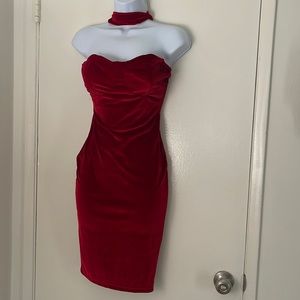 Sexy Suede red dress